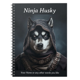 Personnalisable Ninja Chien Husky Carnet Noir