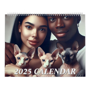 Personnalisé 2025 Sphynx Cats Calendrier Famille p
