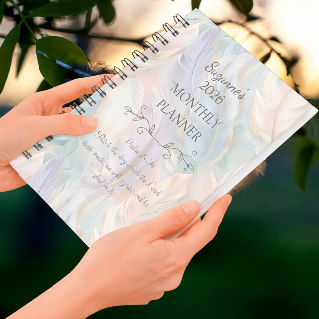 Personnalisé 2026 Boho Feather Psalms Bible Verse (Personalized 2026 Boho Feather Psalms Bible Verse Planner)