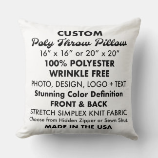 Personnalisé 20" Jetez un Coussin photo avec Zip