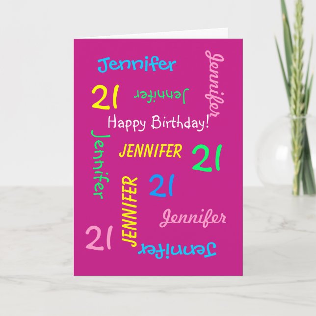 Personnalisé 21e Anniversaire Carte N'Importe Quel (Devant)