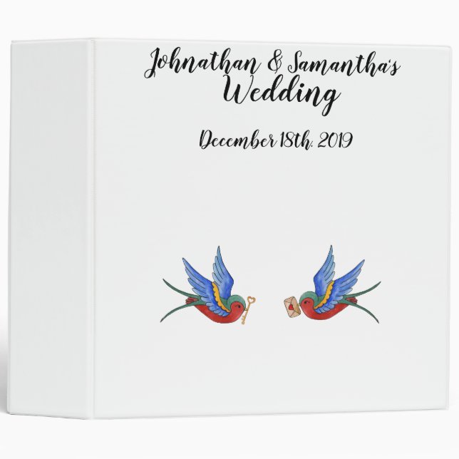 Personnalisé 2" Mariage Classeur traditionnel Bird (Devant/Côté)