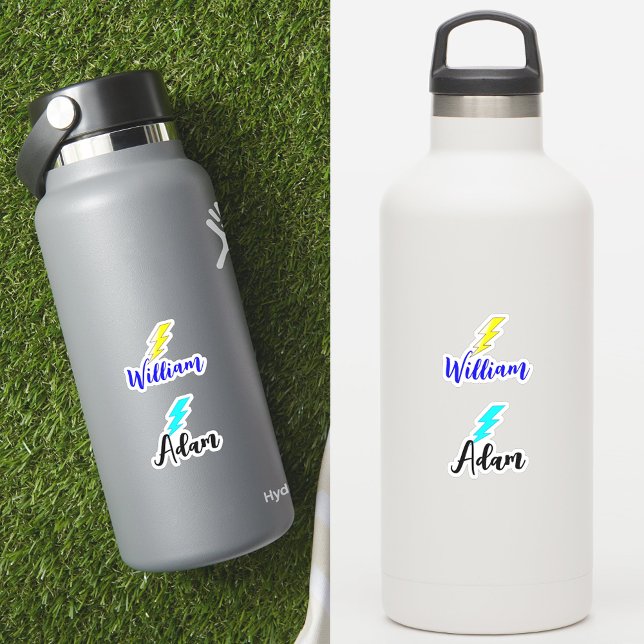 Personnalisé 2 Noms, Étiquette de vignettes pour l (Lightning bolt design labels
Personalized hydration solutions
Durable water bottle stickers)