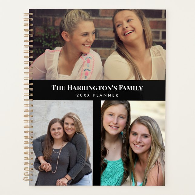 Personnalisé 3 sections Famille Photo Collage Blac (Devant)