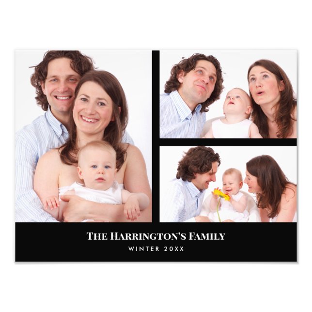 Personnalisé 3 sections Famille Photo Collage Blac (Devant)
