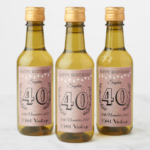 Personnalisé 40e anniversaire Mini Étiquettes bout