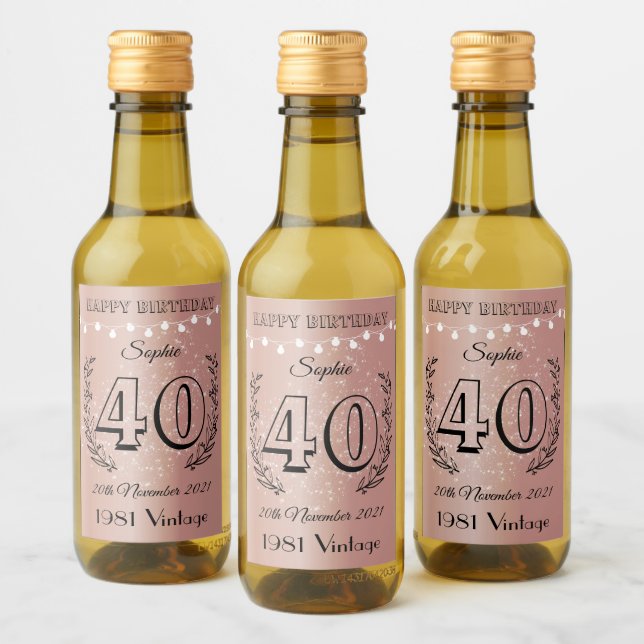 Personnalisé 40e anniversaire Mini Étiquettes bout (Bouteilles)