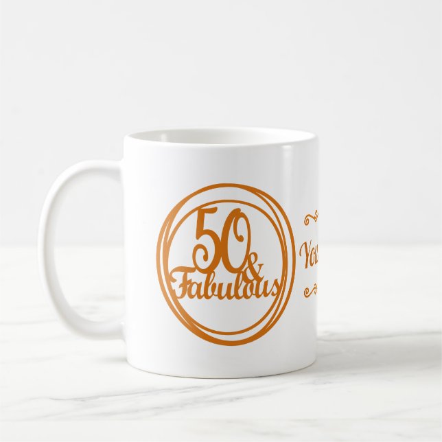 Personnalisé 50e anniversaire Fabuleux café Mug (Gauche)