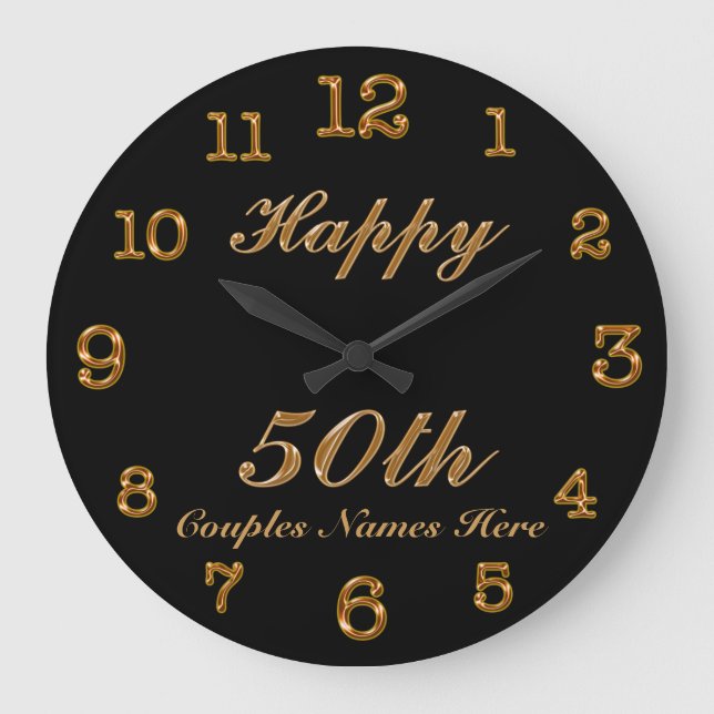 PERSONNALISÉ 50e anniversaire Horloge Changer noir (Recto)