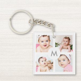 Personnalisé 8 Photo Collage Monogramme Blanc