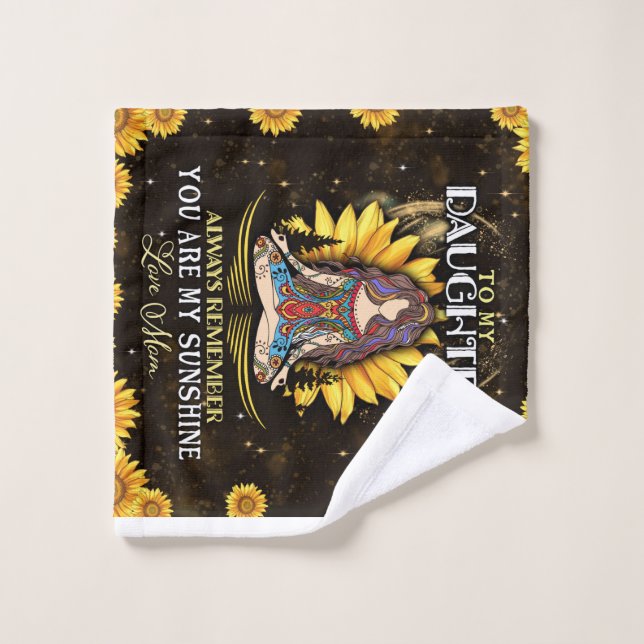 Personnalisé À Ma Fille Amour De Maman Sunflowe (Gant de toilette)