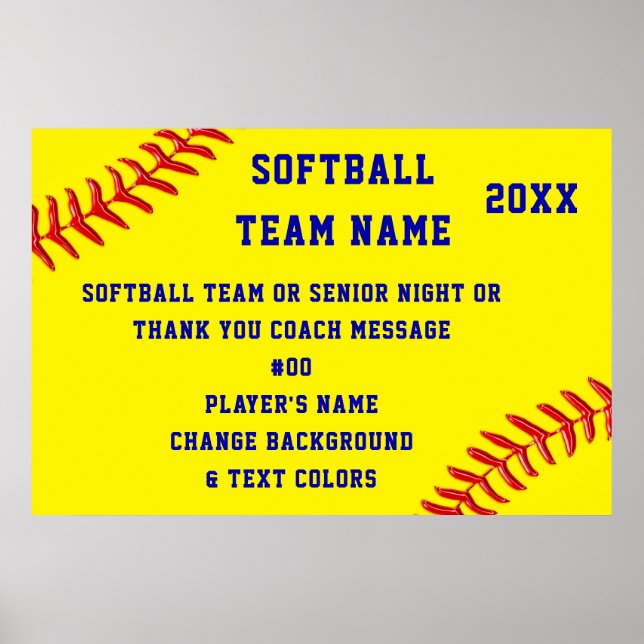 Personnalisé, Affiches de softball, Softball Senio (Devant)