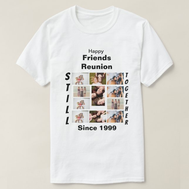 Personnalisé Amis Réunion 11 Photo Collage T-Shirt (Design devant)