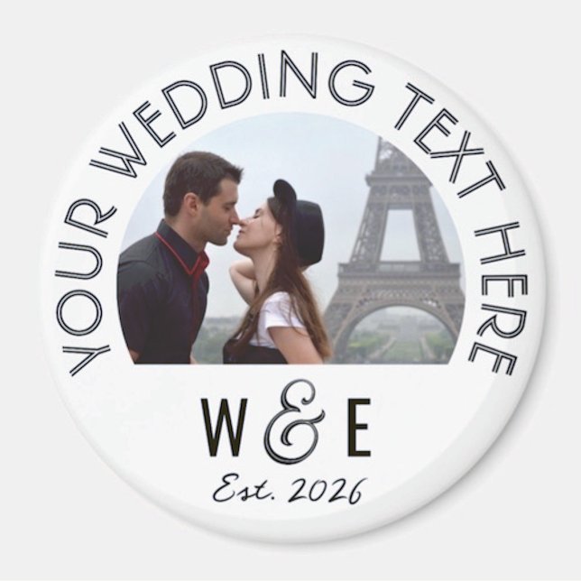Personnalisé Art Déco Texte Photo Magnet Mariage F (Créateur téléchargé)