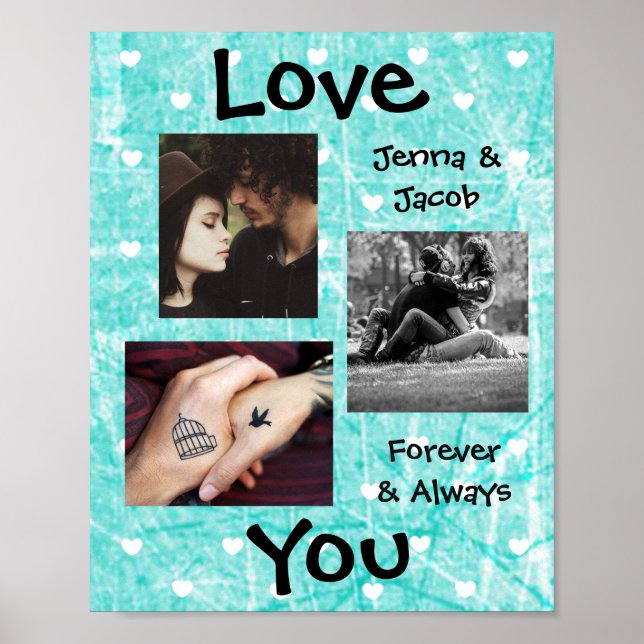 Personnalisé cette affiche photo de couple "Love Y (Devant)