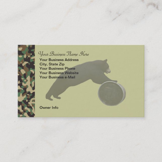 Personnalisé chassant le carte de visite de Camo (Devant)