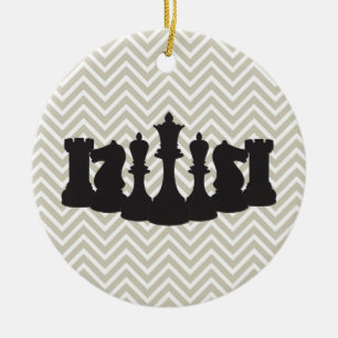 Personnalisé Chic Chevron Chess Ornement de Noël