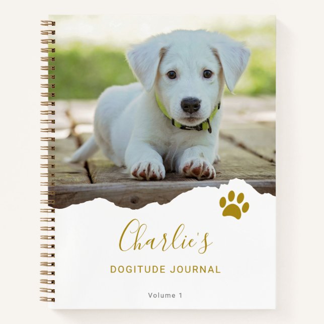 Personnalisé Chic Torn Photo Dog Gratitude Journal (Devant)
