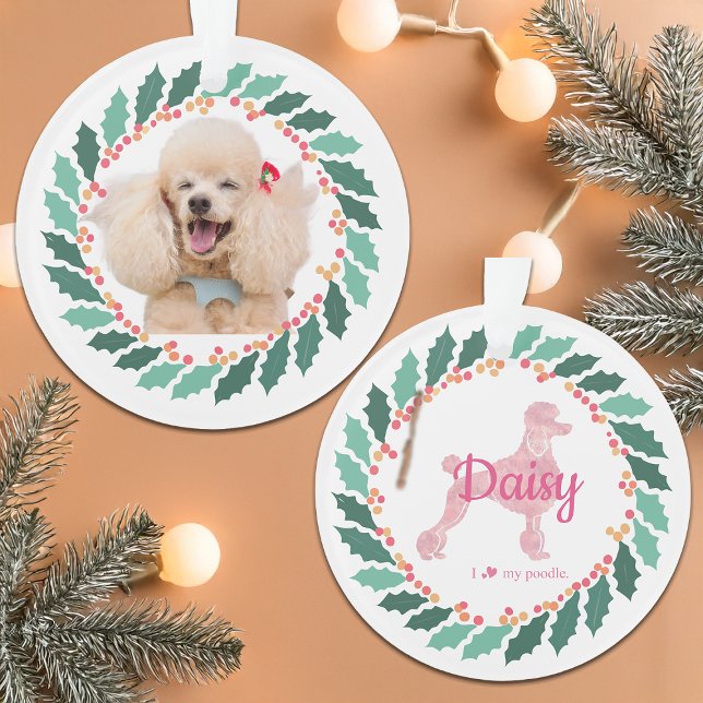 Personnalisé Chien Photo Poodle rose Ornement de N (Créateur téléchargé)