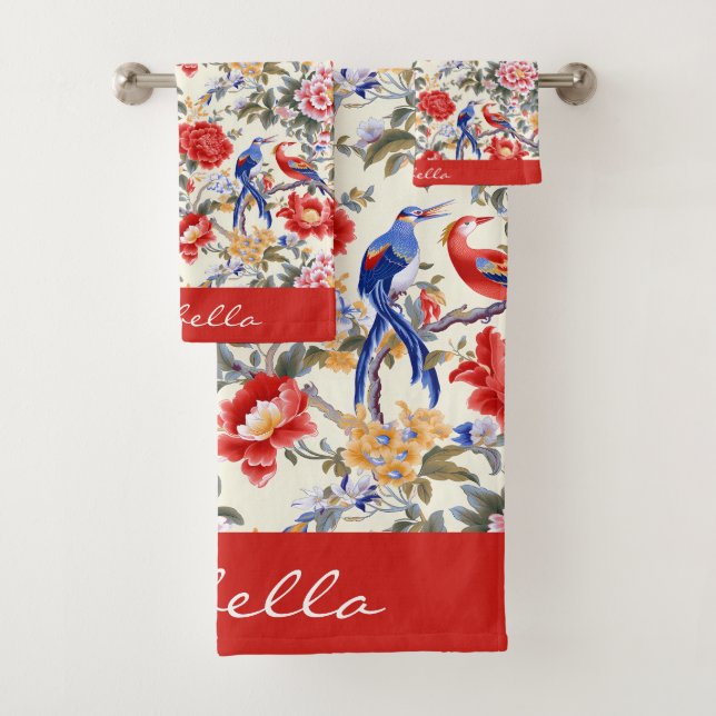 Personnalisé Chinoiserie Asiatique Floral Rose Ble (En situation)