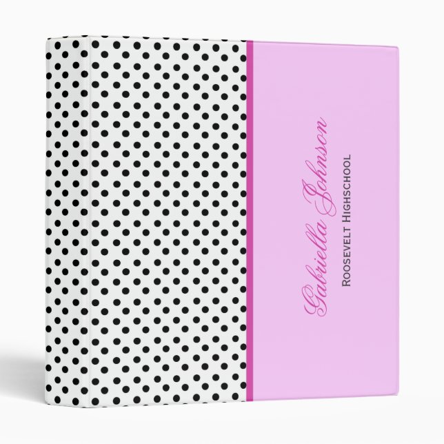 Personnalisé : Classeur noir, blanc et rose de (Devant/Côté)