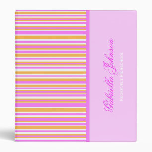 Personnalisé : Classeur rayé Girly d'impression