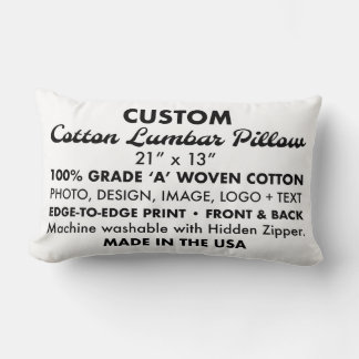 Personnalisé Cotton Lumbar Coussin 21" x 13"