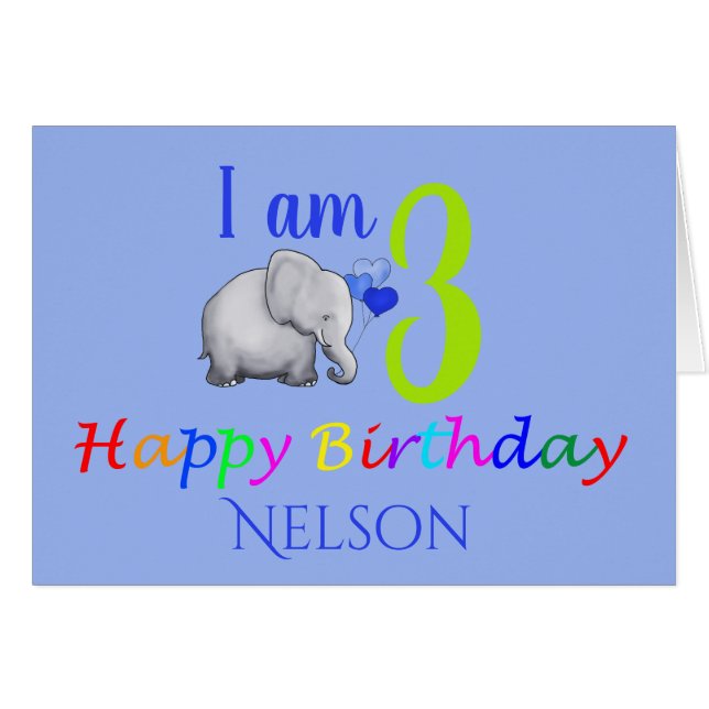 Personnalisé Cute Baby Elephant Poème d'anniversai (Devant horizontal)