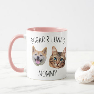 Personnalisé Cute Chien Chat Face Mug 2 Photos