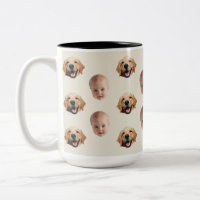 Personnalisé Cute Family Face 2 Photos Mug