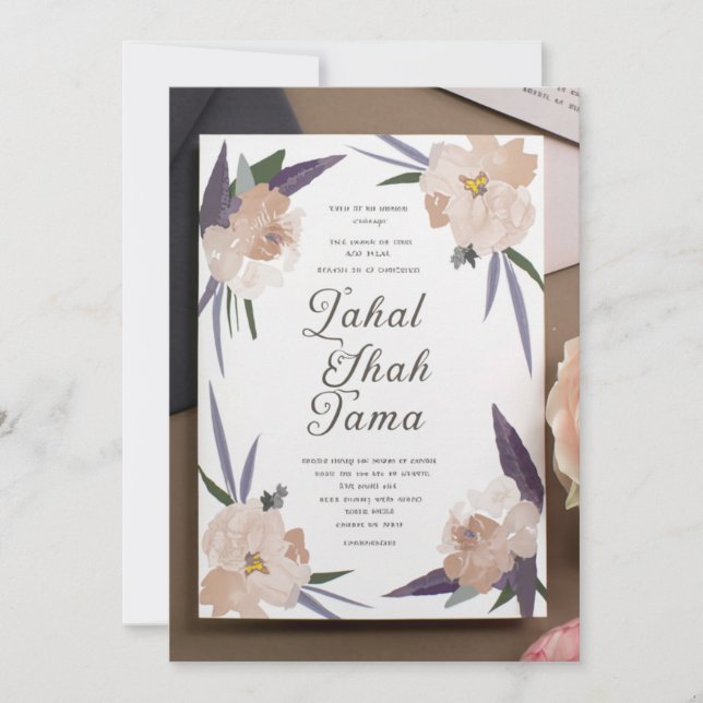 Personnalisé Elégant Faire-part de mariage Florale (Devant)