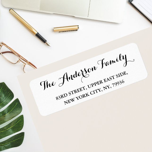 Personnalisé Élégant Simple Blanc Moderne Adresse  (Custom Elegant Simple White Modern Return Address Label)