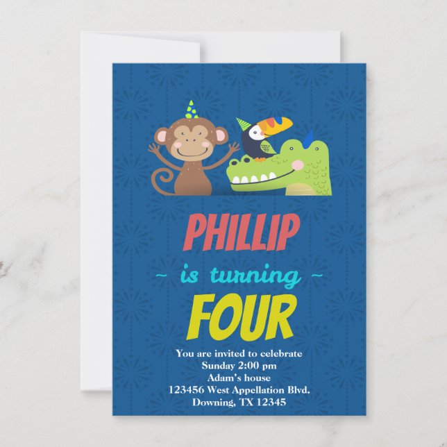 Personnalisé Enfants Carte d'anniversaire Animaux  (Devant)