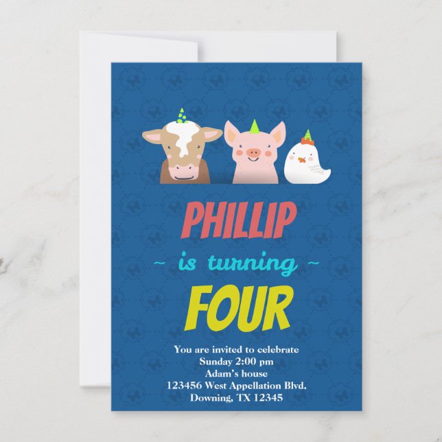 Personnalisé Enfants Carte d'anniversaire Animaux  (Devant)