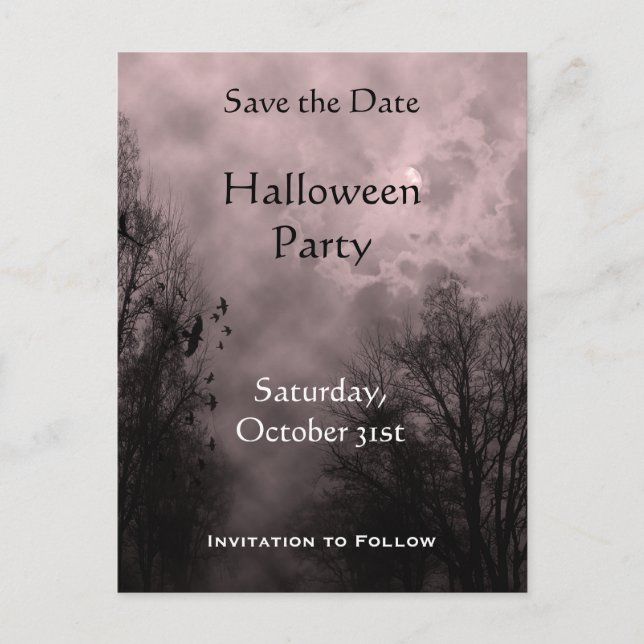 Personnalisé Enregistrer la date hantée Carte post (Devant)