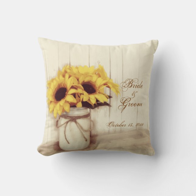 Personnalisé épousant le coussin de pot de maçon (Recto)