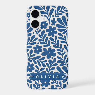 Personnalisé Floral Folklorique Bleu Nordique Sur