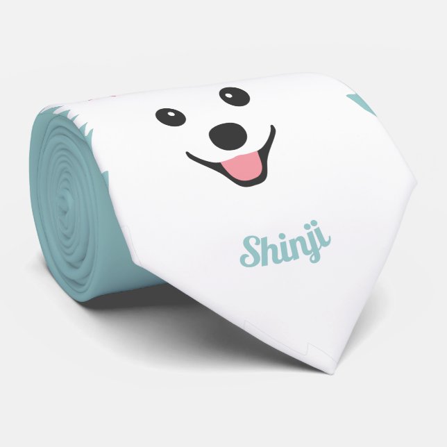 Personnalisé Happy japonais Spitz Dog Cravate robe (Roulé)