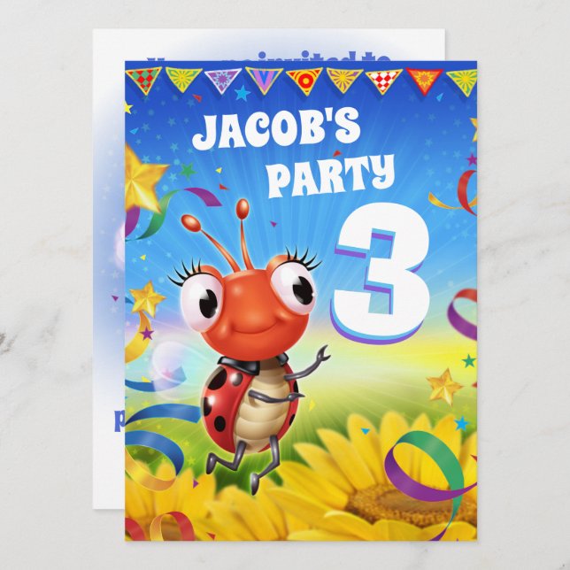 Personnalisé invitation de fête d'anniversaire gar (Devant / Derrière)
