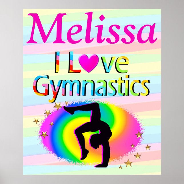 PERSONNALISÉ J'AIME GYMNASTICS POSTER (Devant)