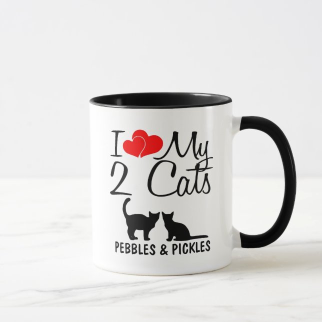 Personnalisé J'Aime Ma Mug De Deux Chats (Droite)