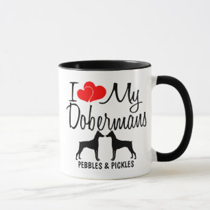Personnalisé J'Aime Mes Deux Chiens Doberman Mug