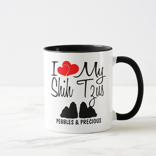 Personnalisé J'Aime Mes Deux Tzus Chih Mug (Droite)