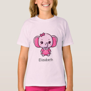 Personnalisé   Jolie T-shirt éléphant rose bébé