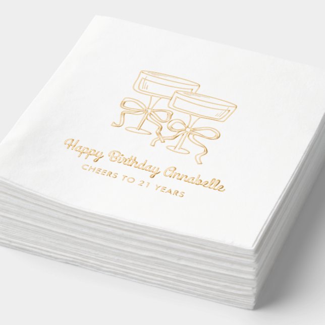 Personnalisé Joyeux Anniversaire Cocktail d'or Nap (Détail)