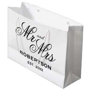 Personnalisé M. et Mme newlyweds grand sac cadeau