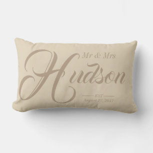 Personnalisé M. & Mme Neutral Mariage Coussin