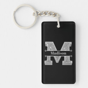 Personnalisé M Monogramme initial d'argent Votre n