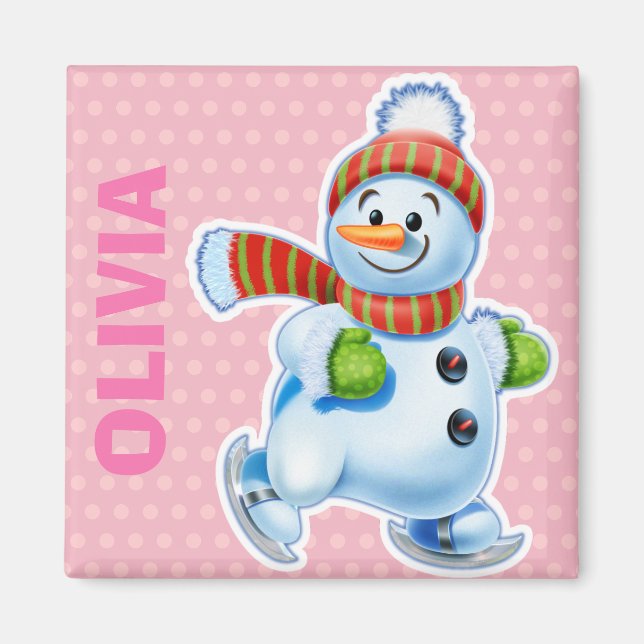 Personnalisé Magnet Christmas Snowman personnages. (Devant)