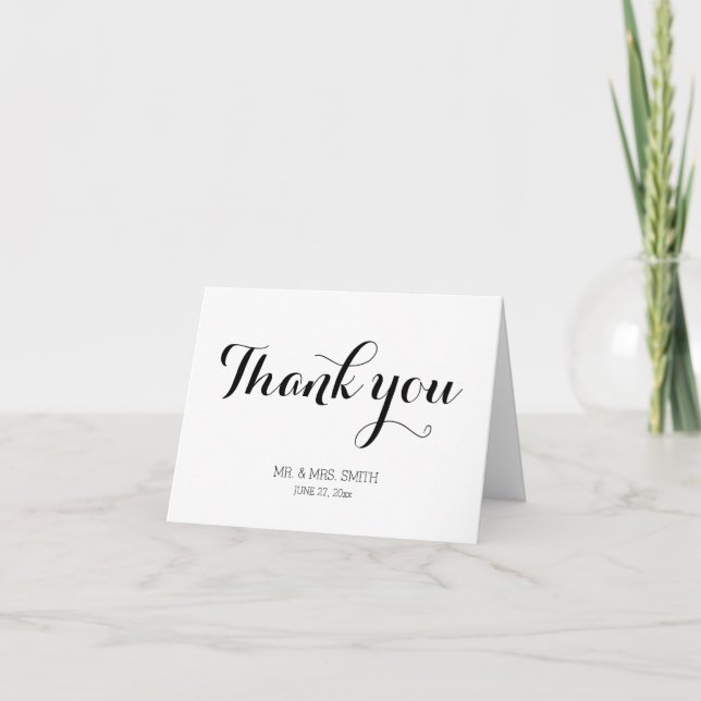 Personnalisé Mariage blanc clair Merci Cartes (Devant)